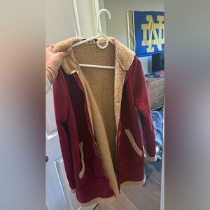 Red Sherpa-Lined coat